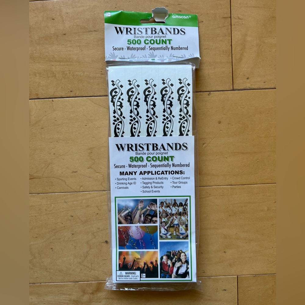 New 500 Count - White Event Wristbands, waterproof, numbered,‎ festival, party